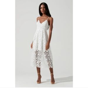 ASTR white Crochet Midi Dress